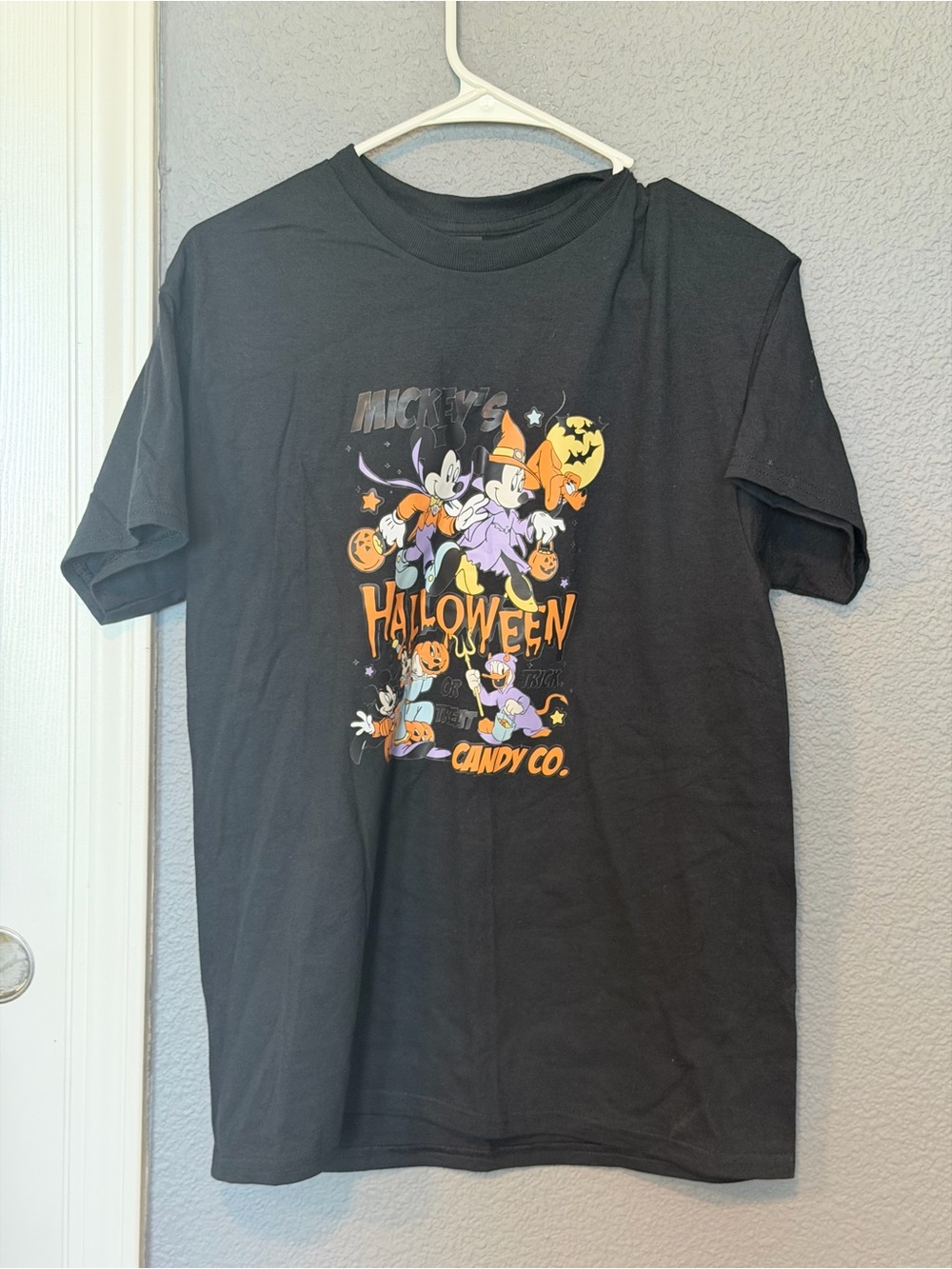 Gildan Black Halloween Graphic Tee with Orange & Purple Accents
